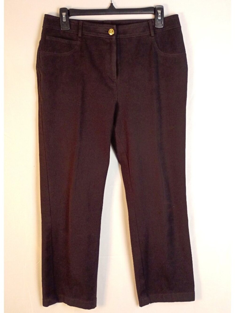 St John Brown Cropped Pants Size 8 Stretch Flat Front Pull On Career Chic